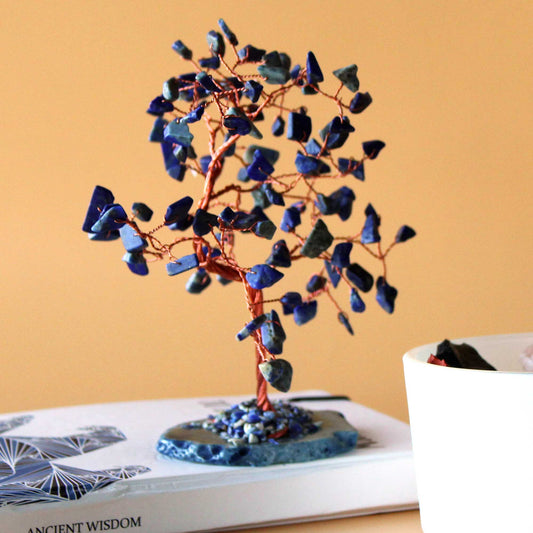 Sodalite Gemstone Tree on Blue Agate Base